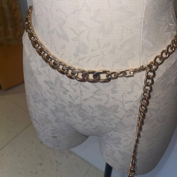 Vince Camuto Womens Belt One Size Gold Toned Chain Lobster Claw Waist